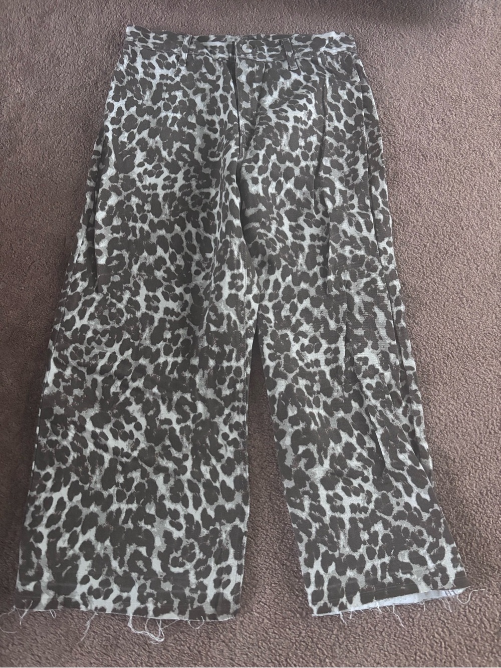 Sincerly Jules Brown & White Leopard Print Cropped Jeans